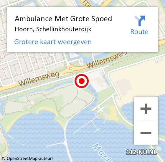 Locatie op kaart van de 112 melding: Ambulance Met Grote Spoed Naar Hoorn, Schellinkhouterdijk op 11 augustus 2024 19:56