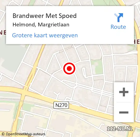 Locatie op kaart van de 112 melding: Brandweer Met Spoed Naar Helmond, Margrietlaan op 11 augustus 2024 19:56