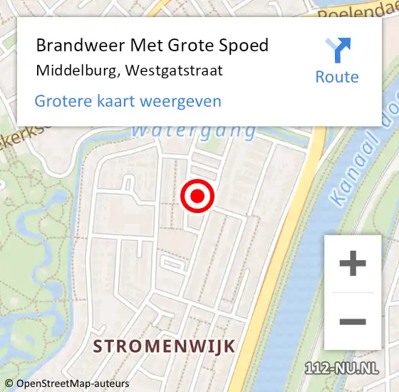 Locatie op kaart van de 112 melding: Brandweer Met Grote Spoed Naar Middelburg, Westgatstraat op 11 augustus 2024 20:02