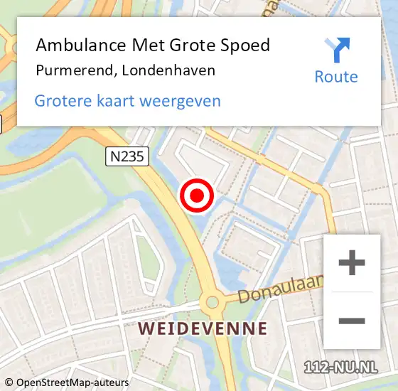 Locatie op kaart van de 112 melding: Ambulance Met Grote Spoed Naar Purmerend, Londenhaven op 11 augustus 2024 20:06