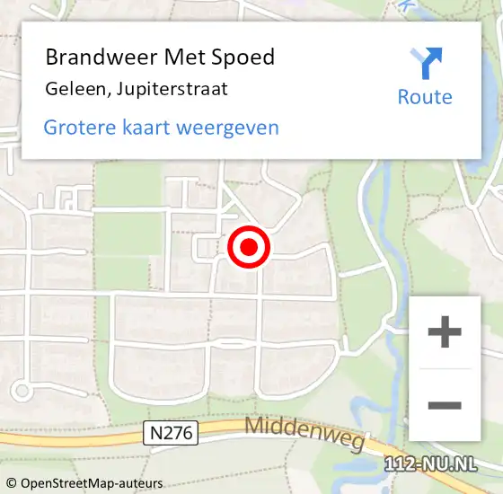 Locatie op kaart van de 112 melding: Brandweer Met Spoed Naar Geleen, Jupiterstraat op 11 augustus 2024 20:10