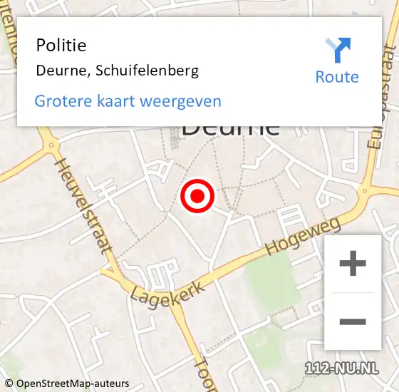 Locatie op kaart van de 112 melding: Politie Deurne, Schuifelenberg op 17 oktober 2013 18:27