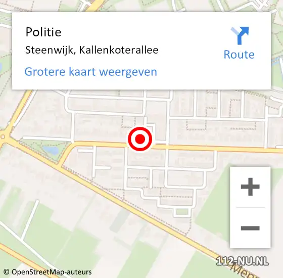 Locatie op kaart van de 112 melding: Politie Steenwijk, Kallenkoterallee op 11 augustus 2024 20:23