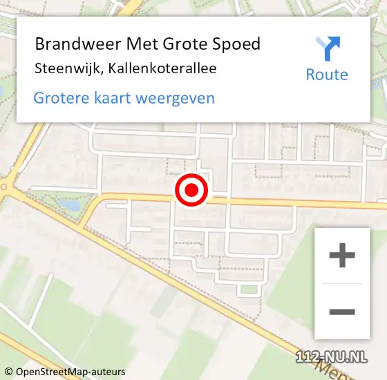 Locatie op kaart van de 112 melding: Brandweer Met Grote Spoed Naar Steenwijk, Kallenkoterallee op 11 augustus 2024 20:24