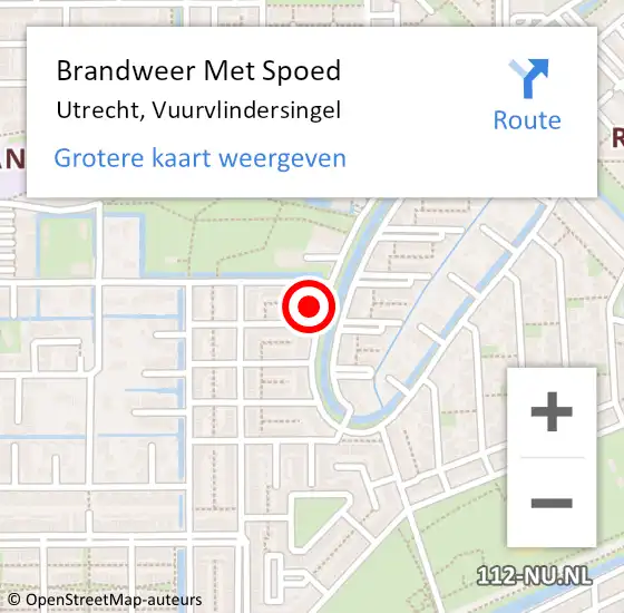 Locatie op kaart van de 112 melding: Brandweer Met Spoed Naar Utrecht, Vuurvlindersingel op 11 augustus 2024 20:26