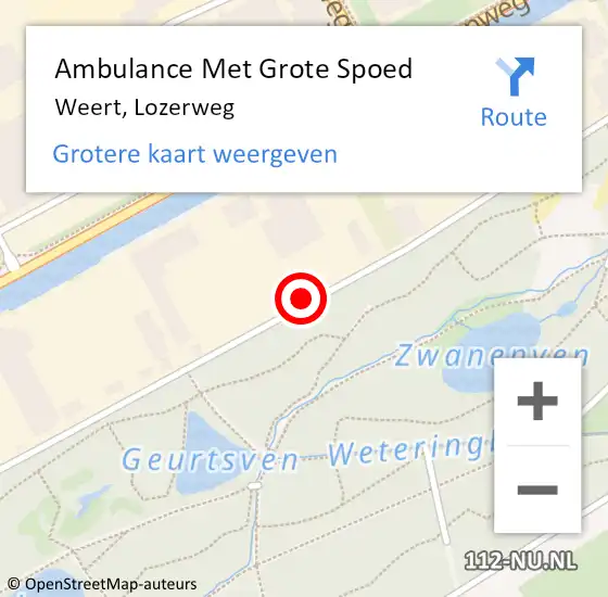 Locatie op kaart van de 112 melding: Ambulance Met Grote Spoed Naar Weert, Lozerweg op 11 augustus 2024 20:27