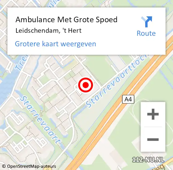 Locatie op kaart van de 112 melding: Ambulance Met Grote Spoed Naar Leidschendam, 't Hert op 11 augustus 2024 20:32