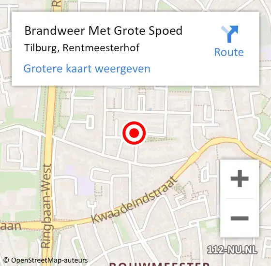 Locatie op kaart van de 112 melding: Brandweer Met Grote Spoed Naar Tilburg, Rentmeesterhof op 11 augustus 2024 20:37