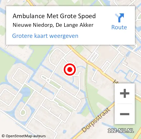 Locatie op kaart van de 112 melding: Ambulance Met Grote Spoed Naar Nieuwe Niedorp, De Lange Akker op 11 augustus 2024 21:07