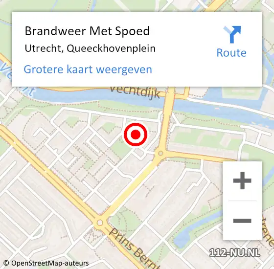 Locatie op kaart van de 112 melding: Brandweer Met Spoed Naar Utrecht, Queeckhovenplein op 11 augustus 2024 21:09