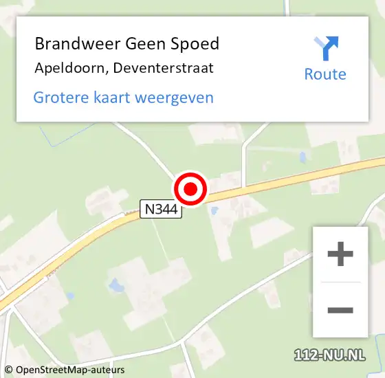 Locatie op kaart van de 112 melding: Brandweer Geen Spoed Naar Apeldoorn, Deventerstraat op 11 augustus 2024 21:11