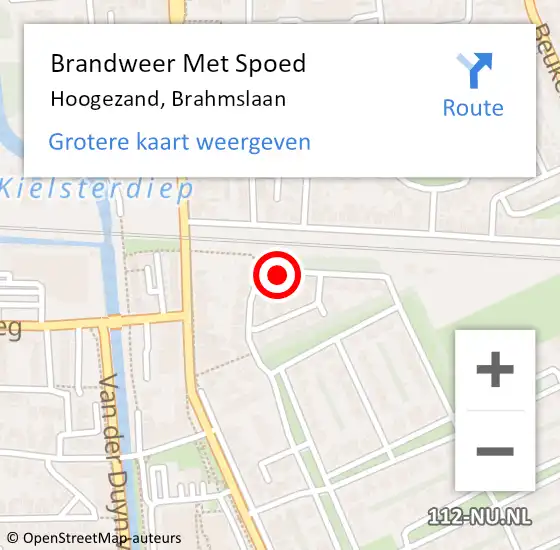 Locatie op kaart van de 112 melding: Brandweer Met Spoed Naar Hoogezand, Brahmslaan op 11 augustus 2024 21:12