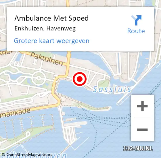 Locatie op kaart van de 112 melding: Ambulance Met Spoed Naar Enkhuizen, Havenweg op 11 augustus 2024 21:14