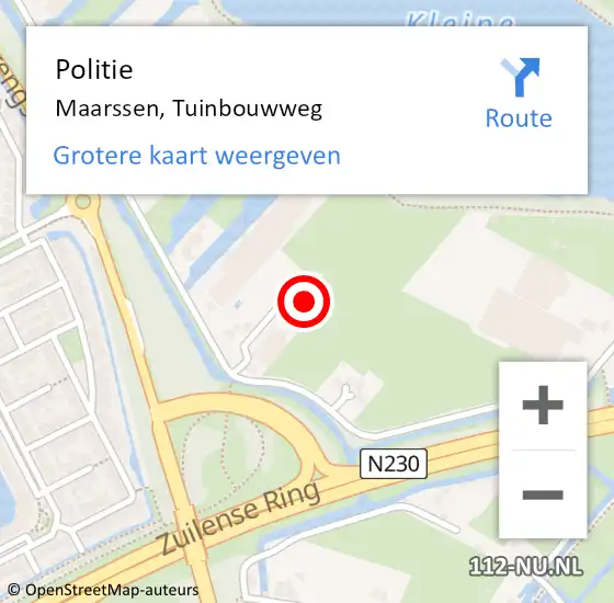 Locatie op kaart van de 112 melding: Politie Maarssen, Tuinbouwweg op 11 augustus 2024 21:27