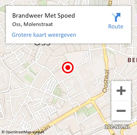 Locatie op kaart van de 112 melding: Brandweer Met Spoed Naar Oss, Molenstraat op 11 augustus 2024 21:36