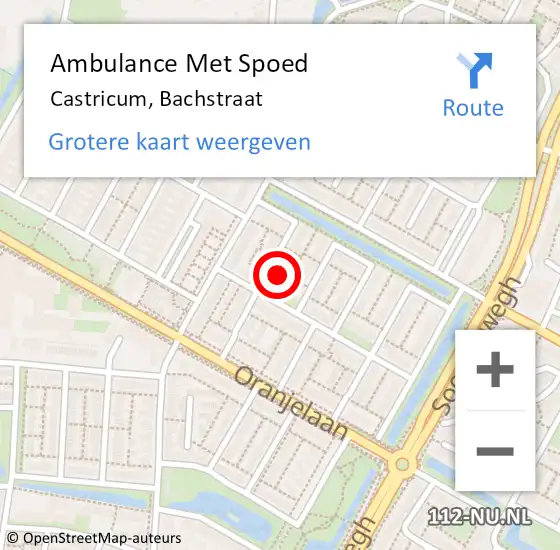 Locatie op kaart van de 112 melding: Ambulance Met Spoed Naar Castricum, Bachstraat op 11 augustus 2024 21:47