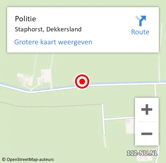 Locatie op kaart van de 112 melding: Politie Staphorst, Dekkersland op 11 augustus 2024 21:52