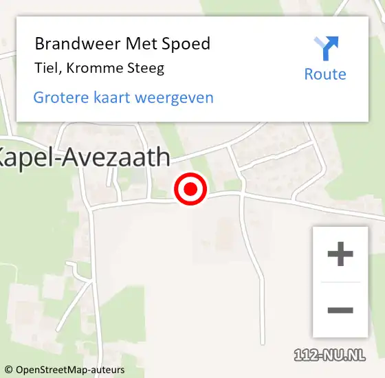 Locatie op kaart van de 112 melding: Brandweer Met Spoed Naar Tiel, Kromme Steeg op 11 augustus 2024 21:57