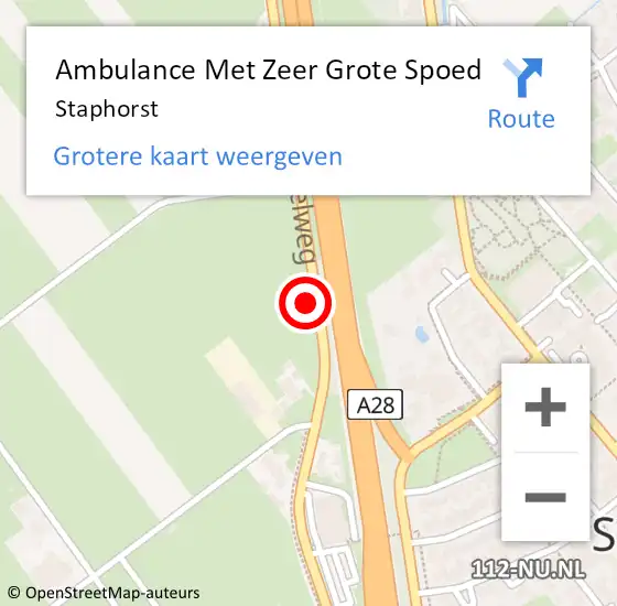 Locatie op kaart van de 112 melding: Ambulance Met Zeer Grote Spoed Naar Staphorst op 11 augustus 2024 21:58