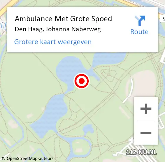 Locatie op kaart van de 112 melding: Ambulance Met Grote Spoed Naar Den Haag, Johanna Naberweg op 11 augustus 2024 22:18