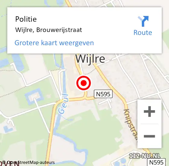 Locatie op kaart van de 112 melding: Politie Wijlre, Brouwerijstraat op 11 augustus 2024 22:19