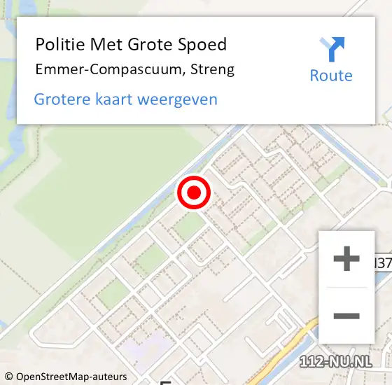 Locatie op kaart van de 112 melding: Politie Met Grote Spoed Naar Emmer-Compascuum, Streng op 11 augustus 2024 22:26