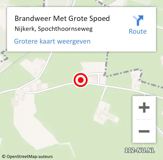 Locatie op kaart van de 112 melding: Brandweer Met Grote Spoed Naar Nijkerk, Spochthoornseweg op 11 augustus 2024 22:32