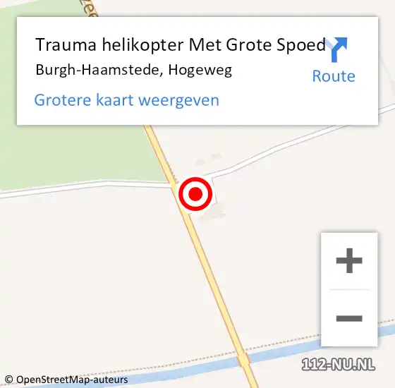 Locatie op kaart van de 112 melding: Trauma helikopter Met Grote Spoed Naar Burgh-Haamstede, Hogeweg op 11 augustus 2024 22:44