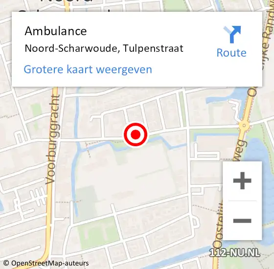 Locatie op kaart van de 112 melding: Ambulance Noord-Scharwoude, Tulpenstraat op 11 augustus 2024 23:04