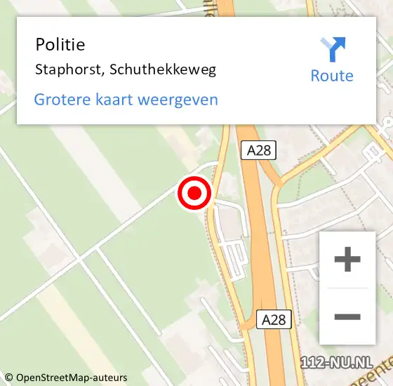 Locatie op kaart van de 112 melding: Politie Staphorst, Schuthekkeweg op 11 augustus 2024 23:11