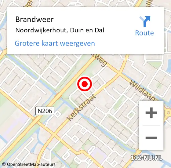 Locatie op kaart van de 112 melding: Brandweer Noordwijkerhout, Duin en Dal op 11 augustus 2024 23:18