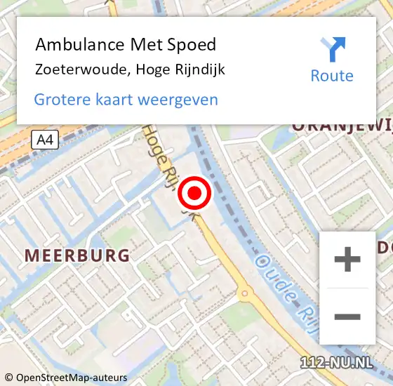 Locatie op kaart van de 112 melding: Ambulance Met Spoed Naar Zoeterwoude, Hoge Rijndijk op 11 augustus 2024 23:40