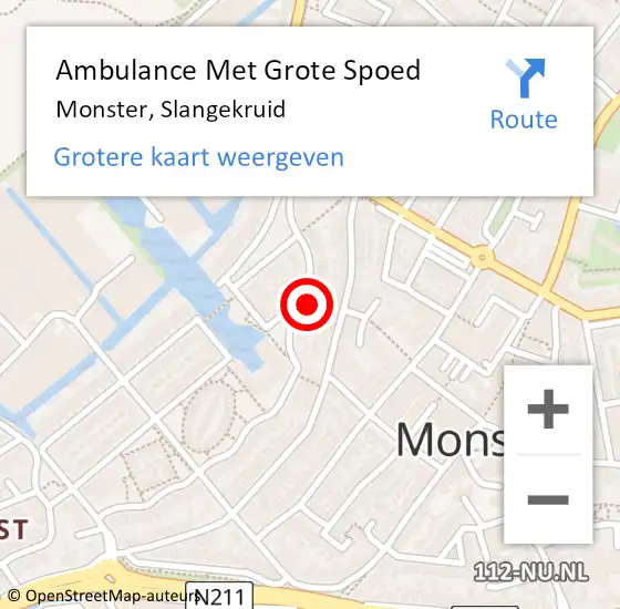 Locatie op kaart van de 112 melding: Ambulance Met Grote Spoed Naar Monster, Slangekruid op 12 augustus 2024 00:36