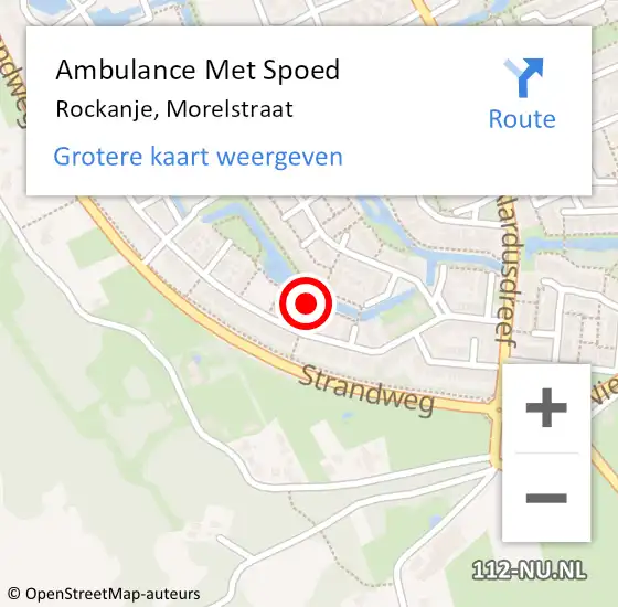 Locatie op kaart van de 112 melding: Ambulance Met Spoed Naar Rockanje, Morelstraat op 12 augustus 2024 01:15