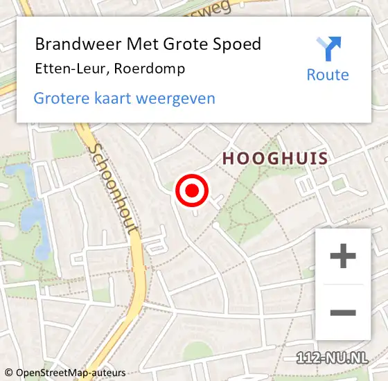 Locatie op kaart van de 112 melding: Brandweer Met Grote Spoed Naar Etten-Leur, Roerdomp op 12 augustus 2024 01:30