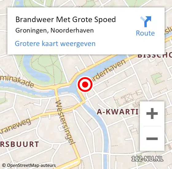 Locatie op kaart van de 112 melding: Brandweer Met Grote Spoed Naar Groningen, Noorderhaven op 12 augustus 2024 01:57