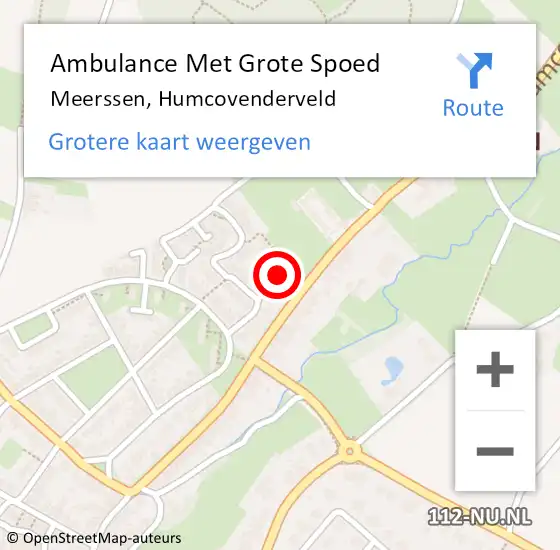 Locatie op kaart van de 112 melding: Ambulance Met Grote Spoed Naar Meerssen, Humcovenderveld op 16 oktober 2014 07:06