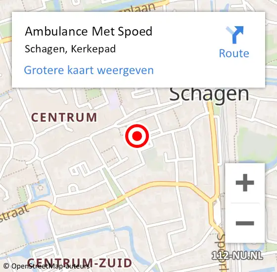 Locatie op kaart van de 112 melding: Ambulance Met Spoed Naar Schagen, Kerkepad op 12 augustus 2024 02:30