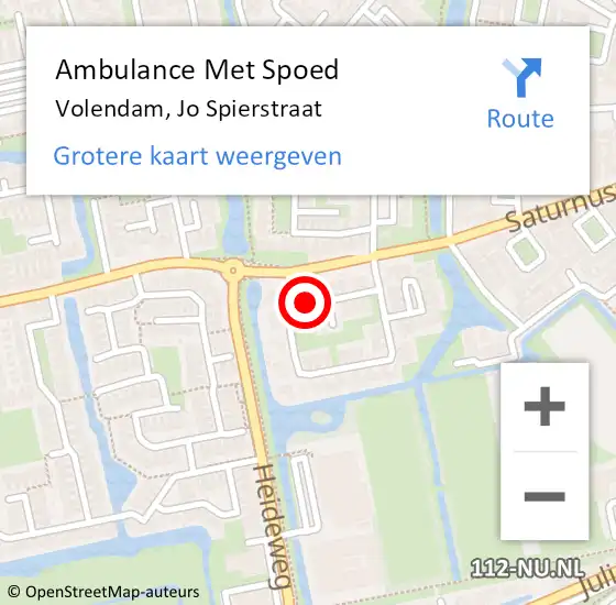 Locatie op kaart van de 112 melding: Ambulance Met Spoed Naar Volendam, Jo Spierstraat op 12 augustus 2024 02:34