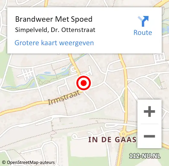 Locatie op kaart van de 112 melding: Brandweer Met Spoed Naar Simpelveld, Dr. Ottenstraat op 12 augustus 2024 02:40