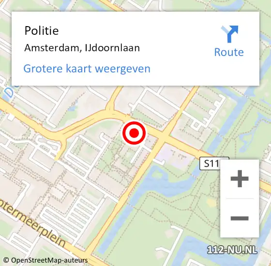 Locatie op kaart van de 112 melding: Politie Amsterdam, IJdoornlaan op 12 augustus 2024 03:33