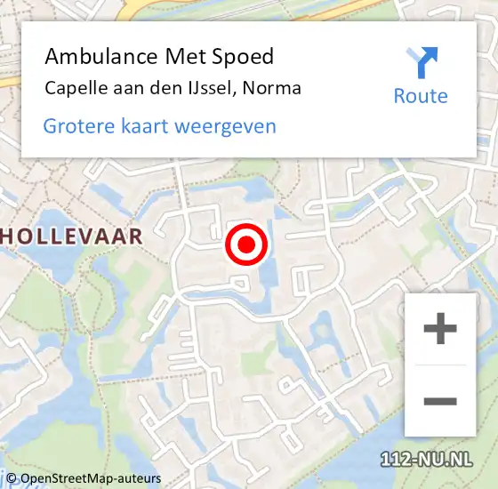 Locatie op kaart van de 112 melding: Ambulance Met Spoed Naar Capelle aan den IJssel, Norma op 12 augustus 2024 03:59