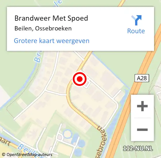 Locatie op kaart van de 112 melding: Brandweer Met Spoed Naar Beilen, Ossebroeken op 12 augustus 2024 04:09