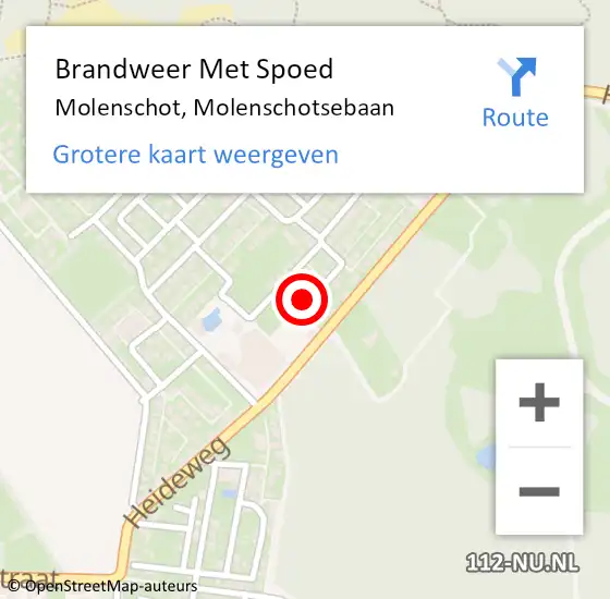 Locatie op kaart van de 112 melding: Brandweer Met Spoed Naar Molenschot, Molenschotsebaan op 12 augustus 2024 04:14