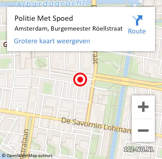 Locatie op kaart van de 112 melding: Politie Met Spoed Naar Amsterdam, Burgemeester Röellstraat op 12 augustus 2024 05:00