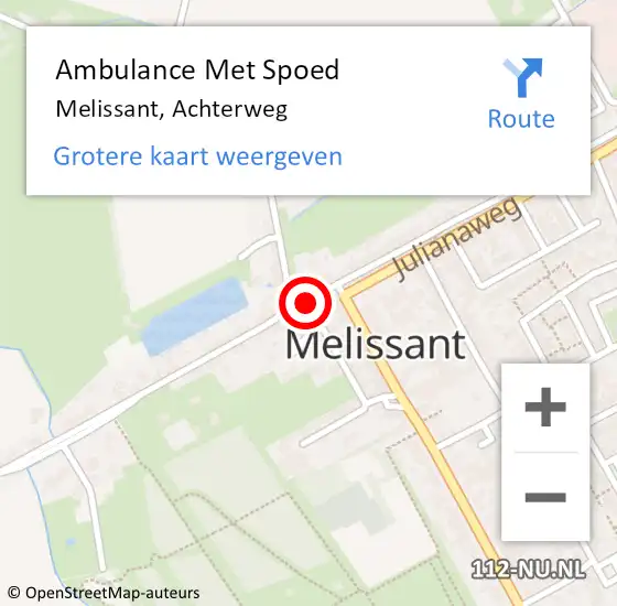 Locatie op kaart van de 112 melding: Ambulance Met Spoed Naar Melissant, Achterweg op 12 augustus 2024 05:05