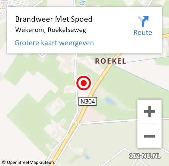 Locatie op kaart van de 112 melding: Brandweer Met Spoed Naar Wekerom, Roekelseweg op 12 augustus 2024 07:24