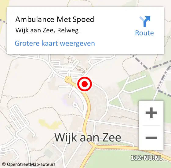 Locatie op kaart van de 112 melding: Ambulance Met Spoed Naar Wijk aan Zee, Relweg op 12 augustus 2024 07:33