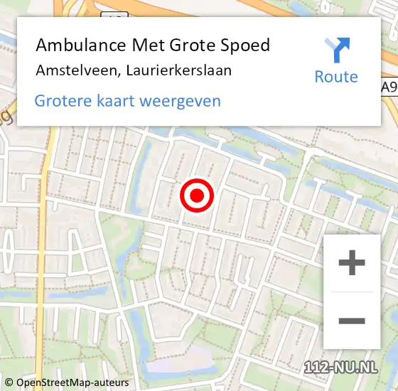 Locatie op kaart van de 112 melding: Ambulance Met Grote Spoed Naar Amstelveen, Laurierkerslaan op 12 augustus 2024 07:56