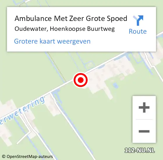 Locatie op kaart van de 112 melding: Ambulance Met Zeer Grote Spoed Naar Oudewater, Hoenkoopse Buurtweg op 12 augustus 2024 08:23